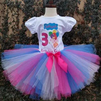 Peppa Pig Tutu Set, Cartoon Pig Birthday Outfit, Rainbow Tutu - KolorfulKidzCustoms