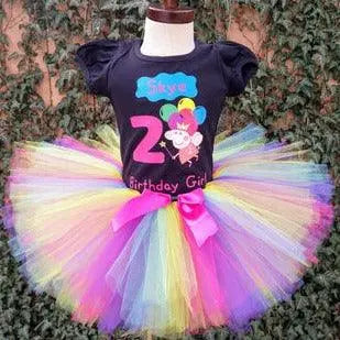 Peppa Pig Tutu Set, Cartoon Pig Birthday Outfit, Rainbow Tutu - KolorfulKidzCustoms